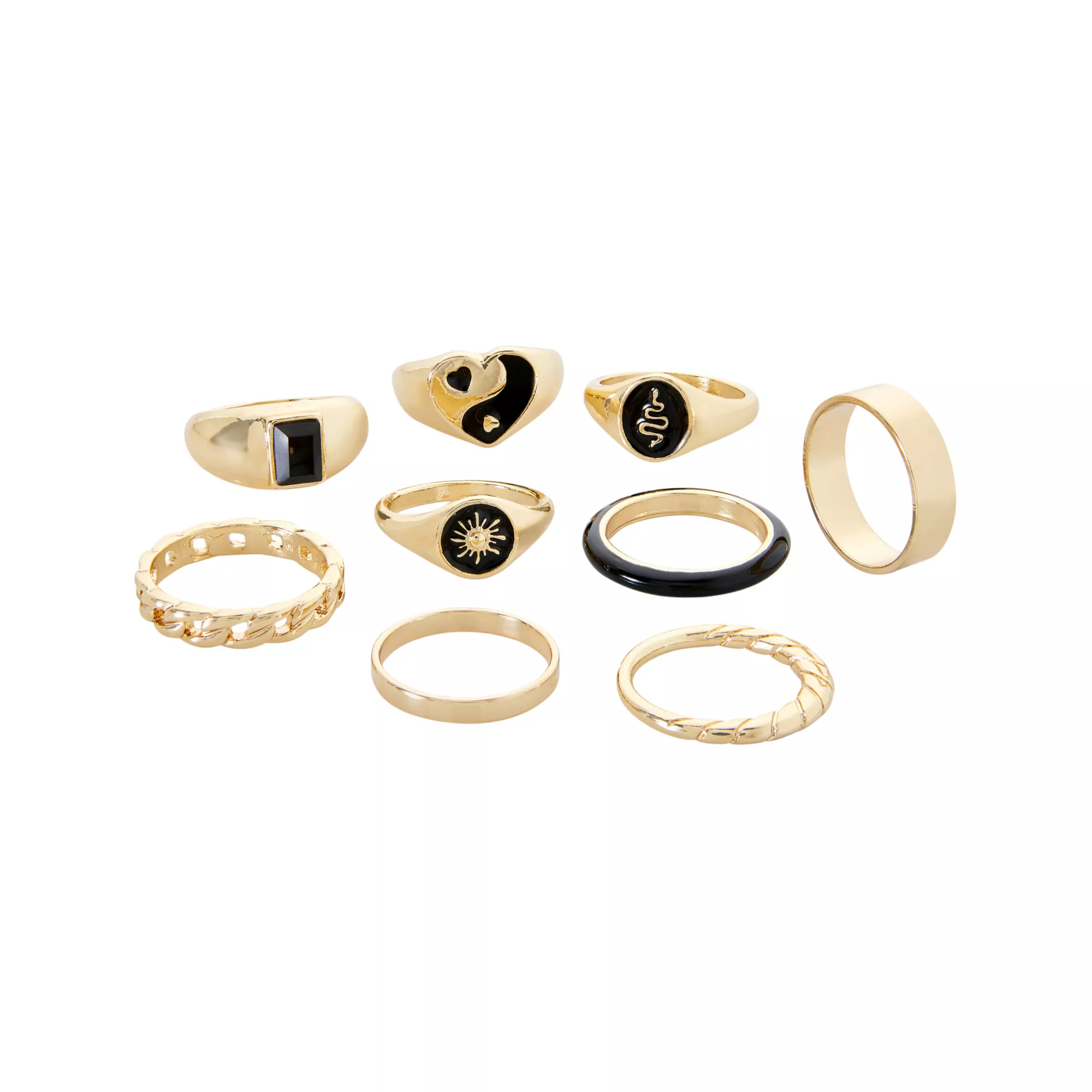 Multi-Pack Sun Heart Snake Rings - 9 Pack at Spencer's