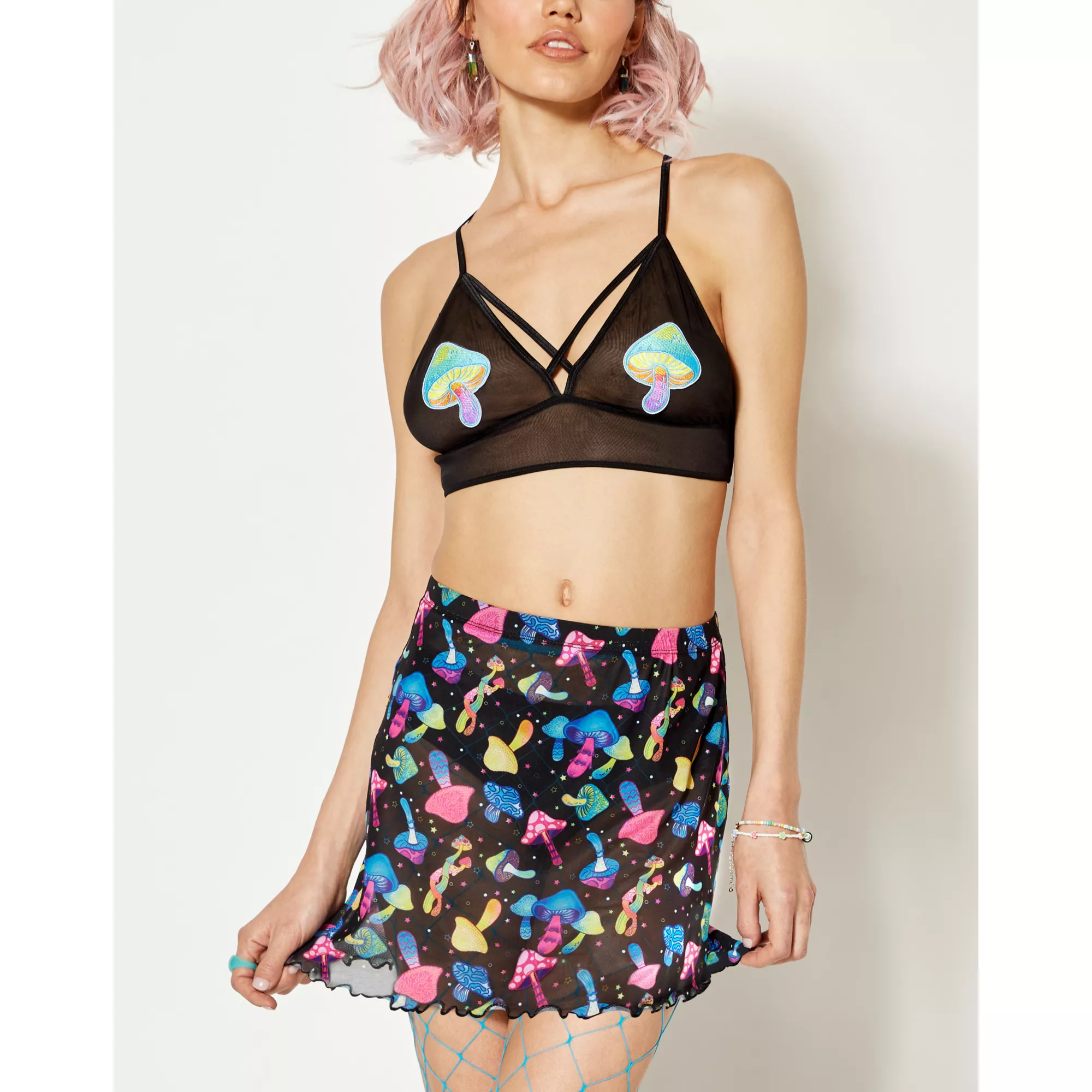 Mushroom Icon Cross Bralette at Spencer's
