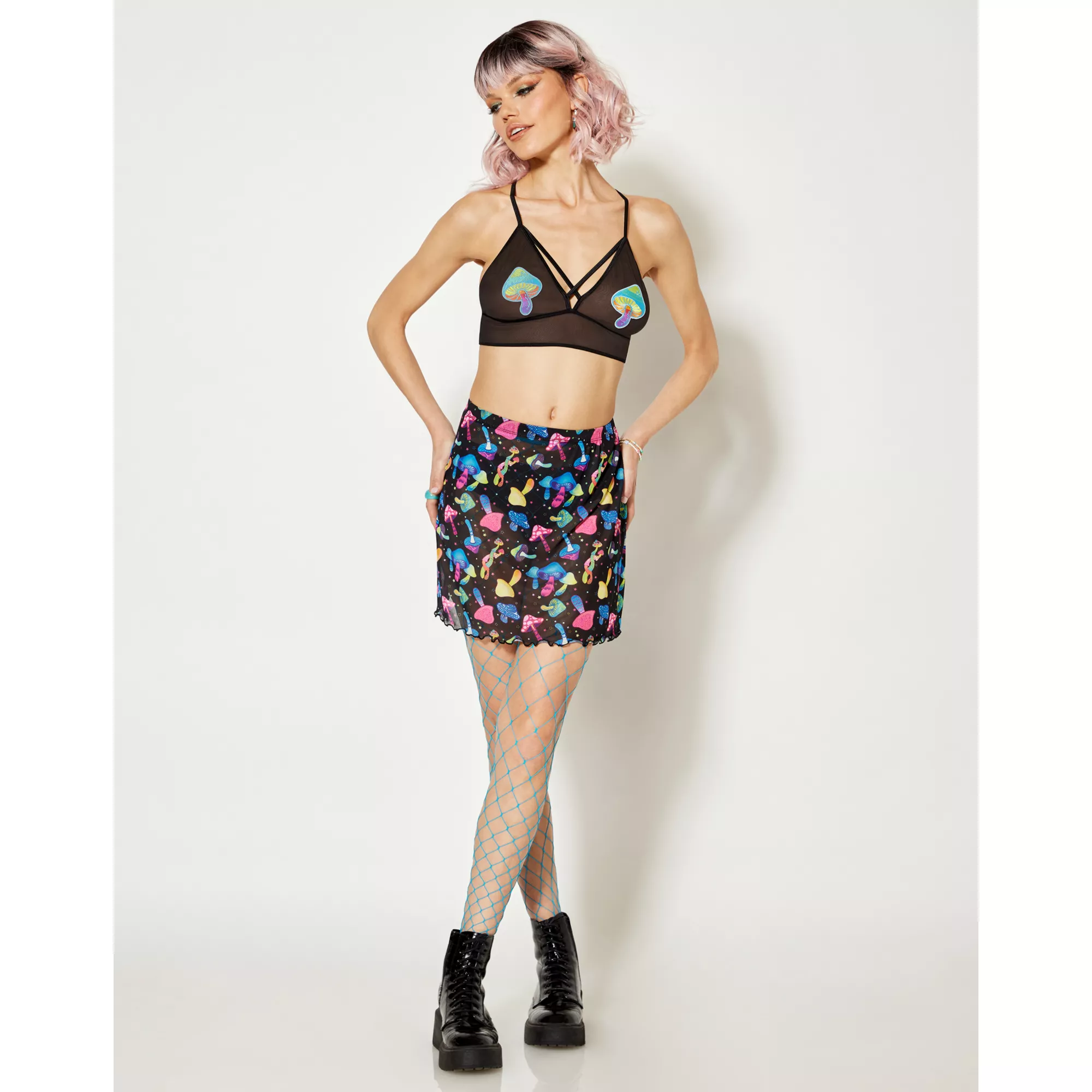 Mushroom Icon Cross Bralette at Spencer's