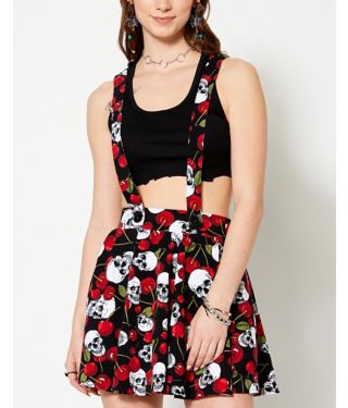 Cherry Skull Suspender Skirt
