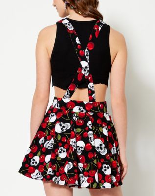Cherry Skull Suspender Skirt