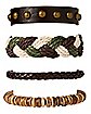 Multi-Pack Brown and Olive Braided Bracelets - 4 Pack