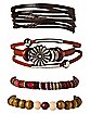 Multi-Pack Brown and Red Faux Leather Bracelets - 4 Pack