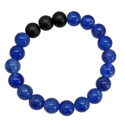 Navy Blue and Black Long Distance Beaded Bracelets - 2 Pack