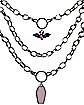 CZ Pink Multi-Pack Coffin and Bat Link Chain Necklaces - 3 Pack