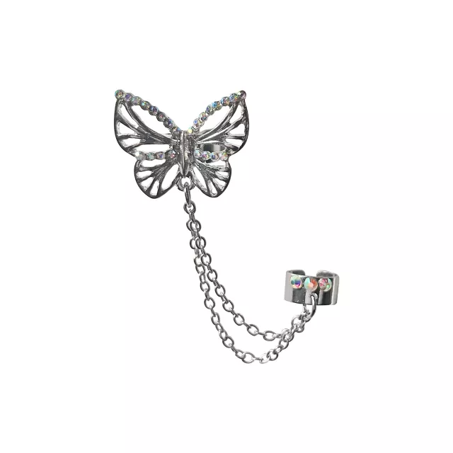 CZ Butterfly Chain Ear Cuff at Spencer's