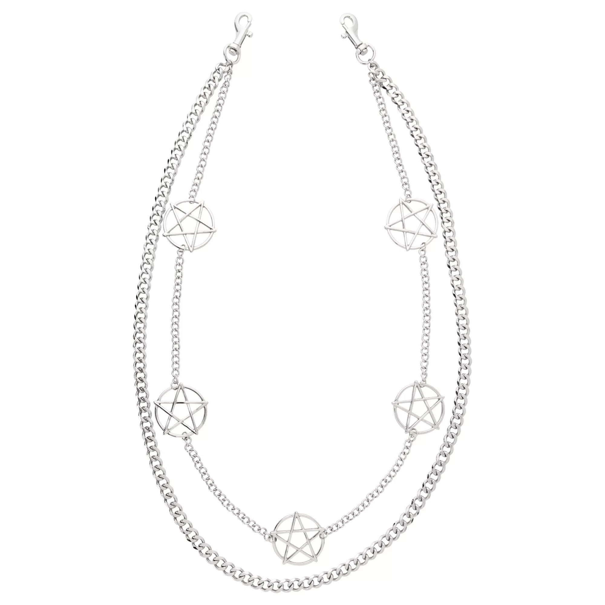 2-Row Pentagram Curb Wallet Chain at Spencer's