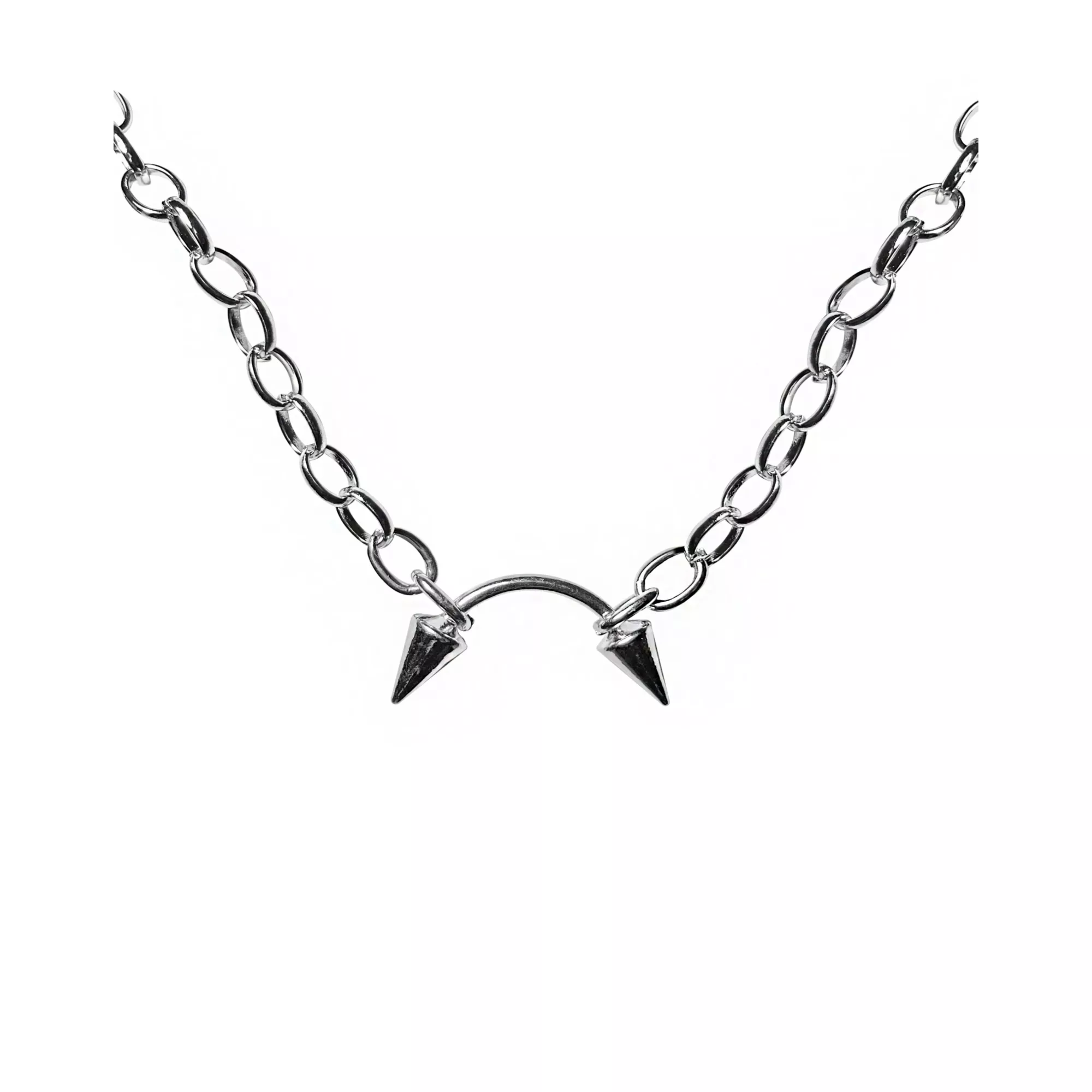 Curved Spiked Barbell Pendant Chain Necklace at Spencer's