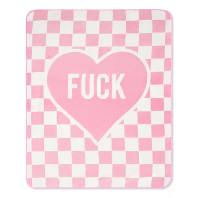 Fuck Heart Reversible Fleece Blanket at Spencer's
