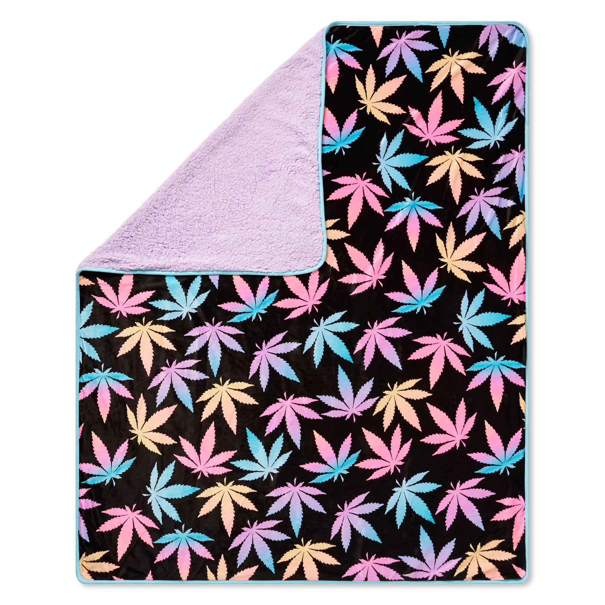 Pastel Weed Leaf Sherpa Fleece Blanket at Spencer's