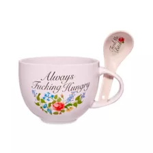 Floral Pink Always Hungry Soup Mug with Spoon - 21 oz. at Spencer's