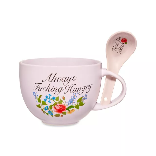 Floral Pink Always Hungry Soup Mug with Spoon - 21 oz. at Spencer's