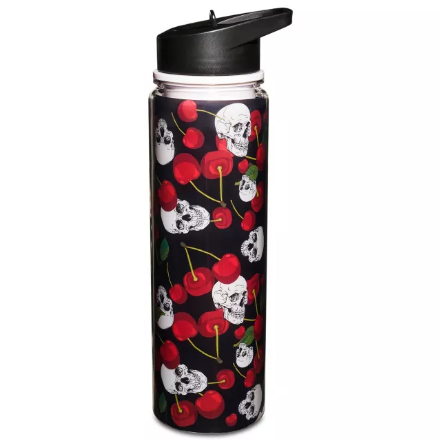 Cherry Skull Water Bottle with Straw - 18 oz. at Spencer's