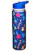 Blue Trippy Mushroom Water Bottle with Straw - 18 oz.