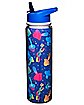 Blue Trippy Mushroom Water Bottle with Straw - 18 oz.