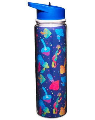 Blue Trippy Mushroom Water Bottle with Straw - 18 oz.