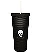 Black Skull Textured Cup with Straw- 20 oz