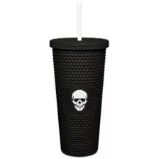 Black Skull Textured Cup with Straw- 20 oz at Spencer's