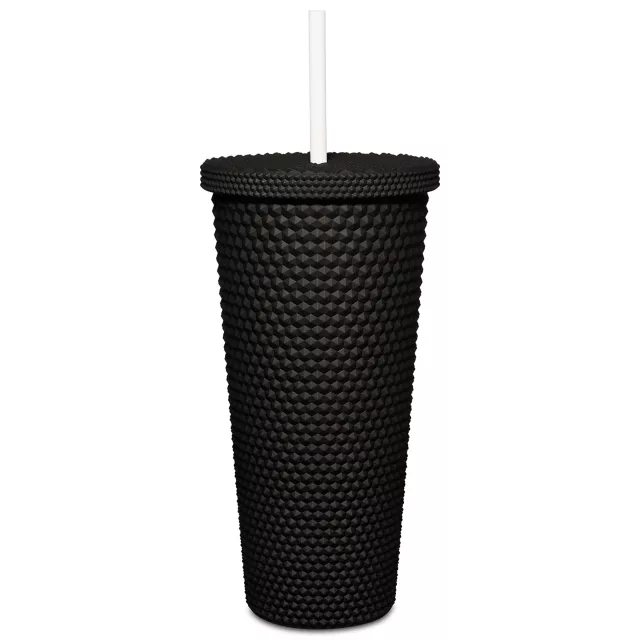 Black Skull Textured Cup with Straw- 20 oz at Spencer's