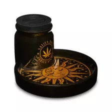 Celestial Sun and Weed Leaf Stash Jar and Sun Ashtray at Spencer's
