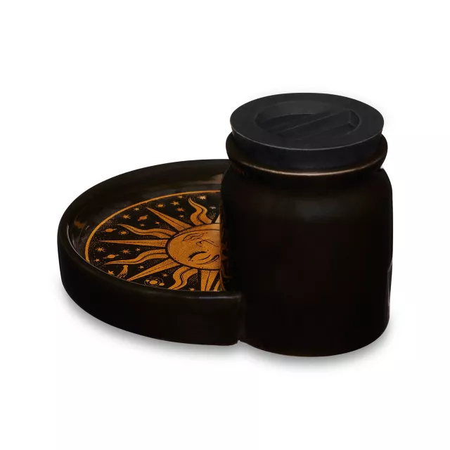 Celestial Sun and Weed Leaf Stash Jar and Sun Ashtray at Spencer's