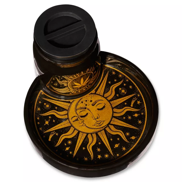 Celestial Sun and Weed Leaf Stash Jar and Sun Ashtray at Spencer's