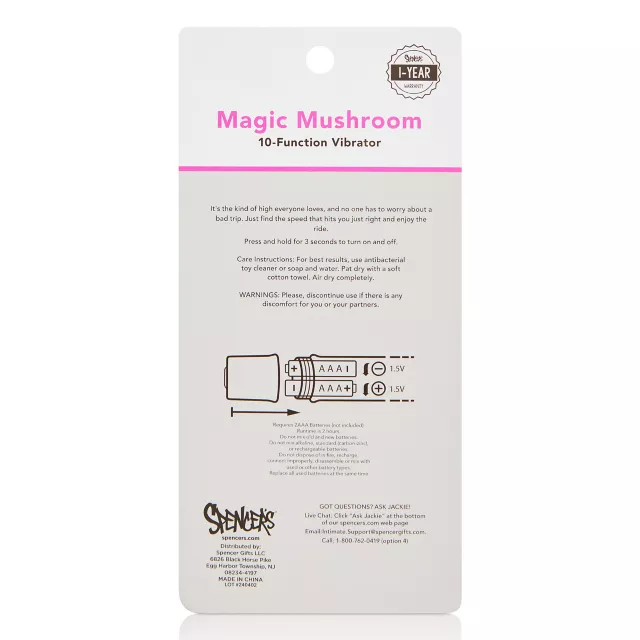 Magic Mushroom 10-Function Waterproof Bullet Vibrator 5.3 Inch - Sexology at Spencer's