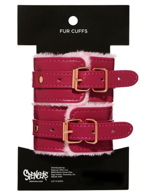 Pink Faux Leather Fur Cuffs - Pleasure Bound