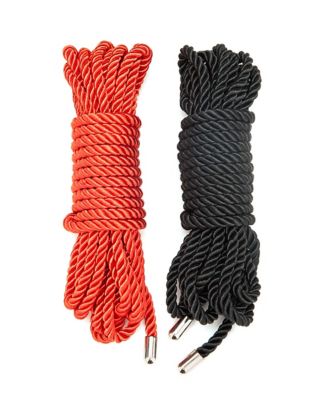 Silky Shackles Black and Red Rope Set - Pleasure Bound