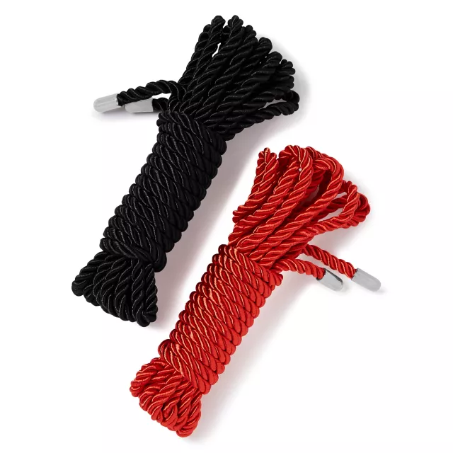 Silky Shackles Black and Red Rope Set - Pleasure Bound at Spencer's