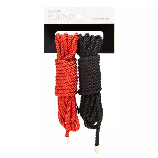Silky Shackles Black and Red Rope Set - Pleasure Bound at Spencer's