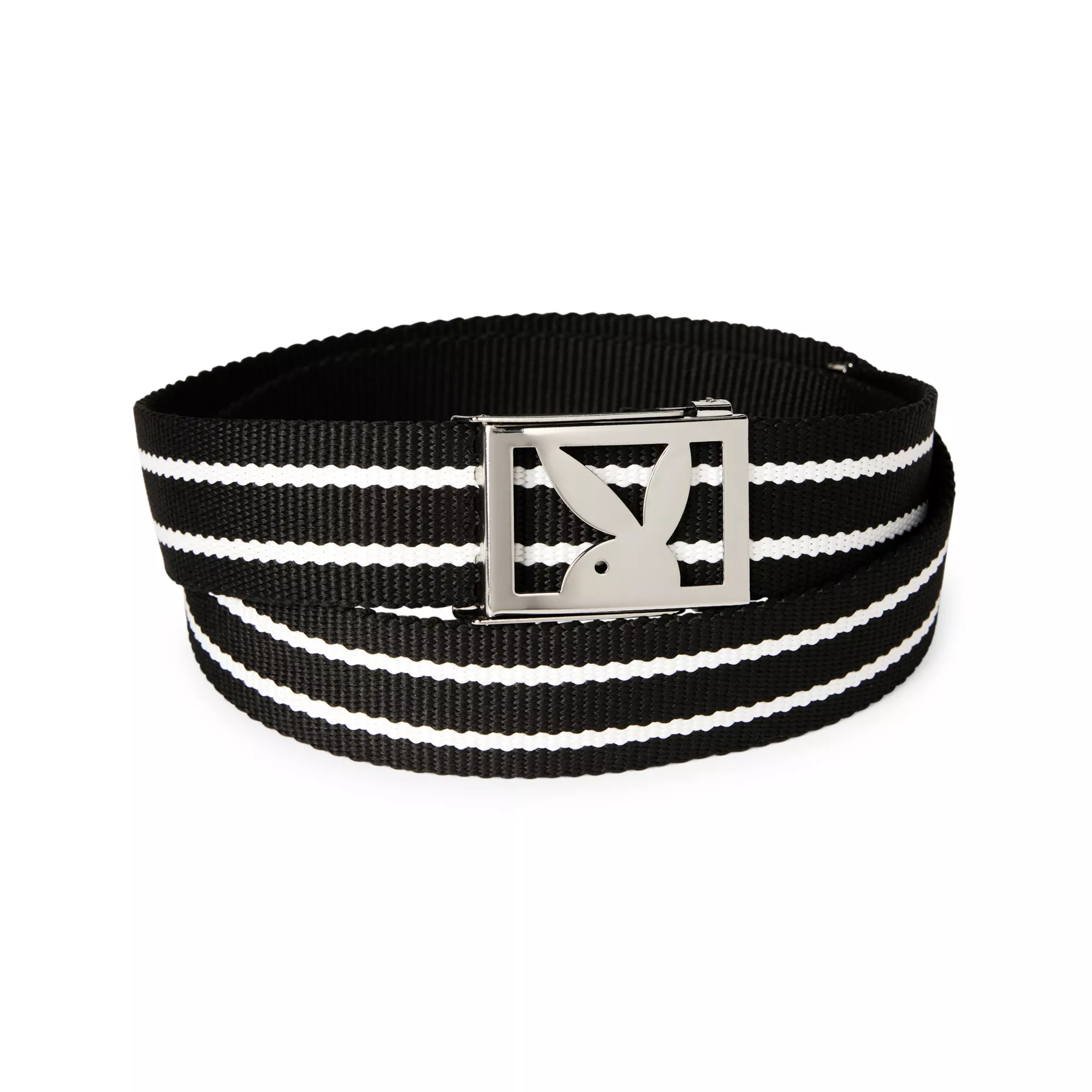 Black and White Stripe Playboy Bunny Belt at Spencer's