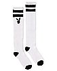 White and Black Stripe Playboy Knee High Socks