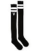 Black and White Stripe Playboy Over the Knee Socks