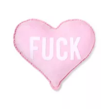 Pink Fuck Heart Checkered Pillow at Spencer's