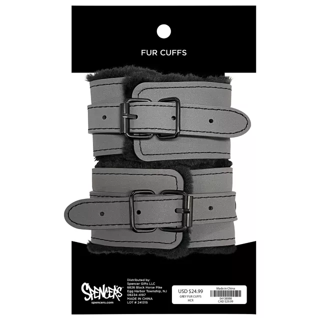 Grey Furry Handcuffs - Pleasure Bound at Spencer's