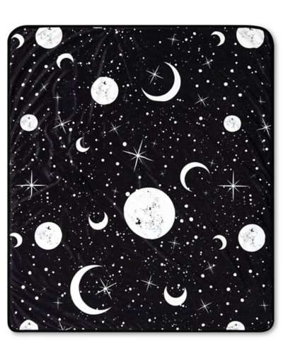 Celestial Moon and Stars Fleece Blanket