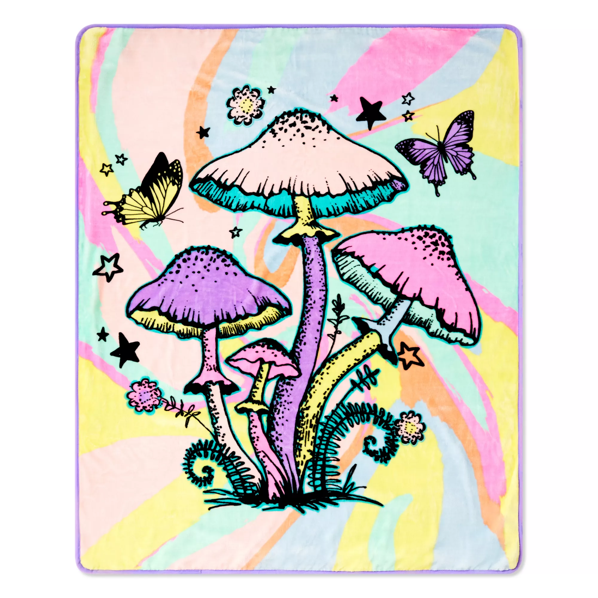 Mushroom Butterfly Reversible Fleece Blanket at Spencer's