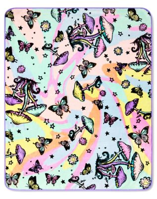 Mushroom Butterfly Reversible Fleece Blanket