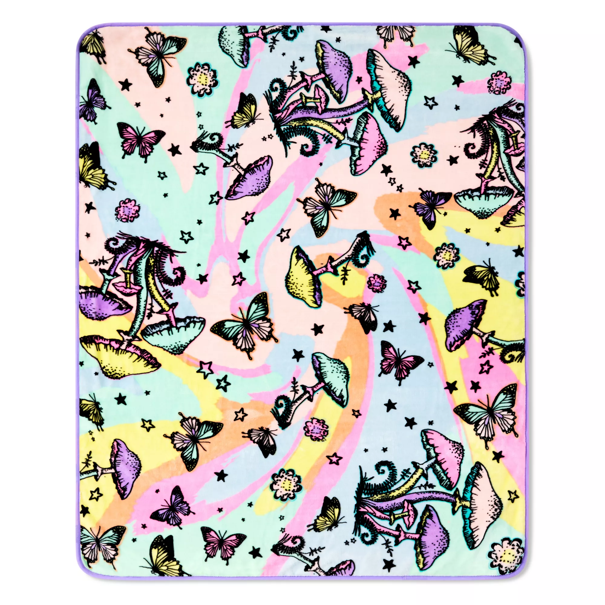 Mushroom Butterfly Reversible Fleece Blanket at Spencer's