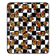 Checkered Butterfly Fleece Blanket at Spencer's