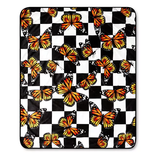 Checkered Butterfly Fleece Blanket at Spencer's