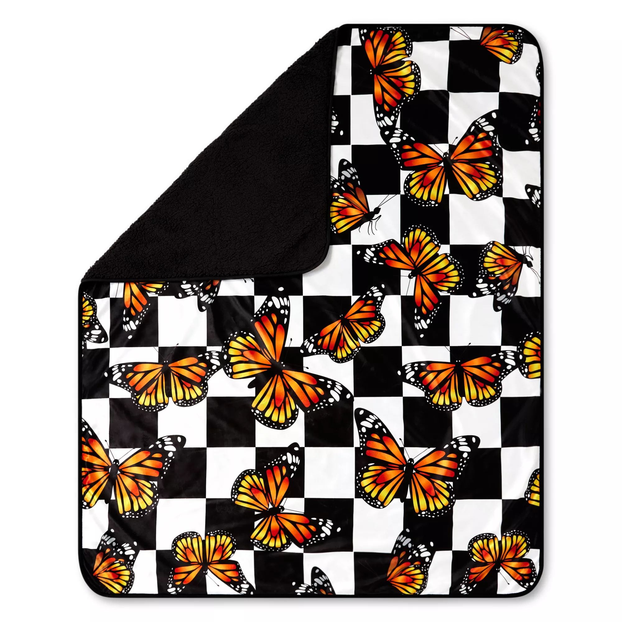 Checkered Butterfly Fleece Blanket at Spencer's