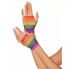 Rainbow Pride Striped Mesh Gloves at Spencer's