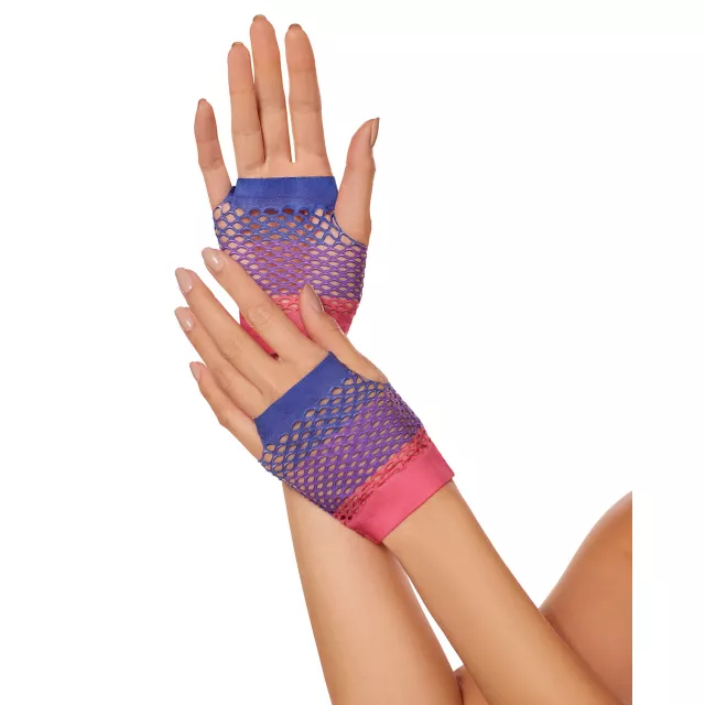 Bisexual Pride Fingerless Mesh Gloves at Spencer's