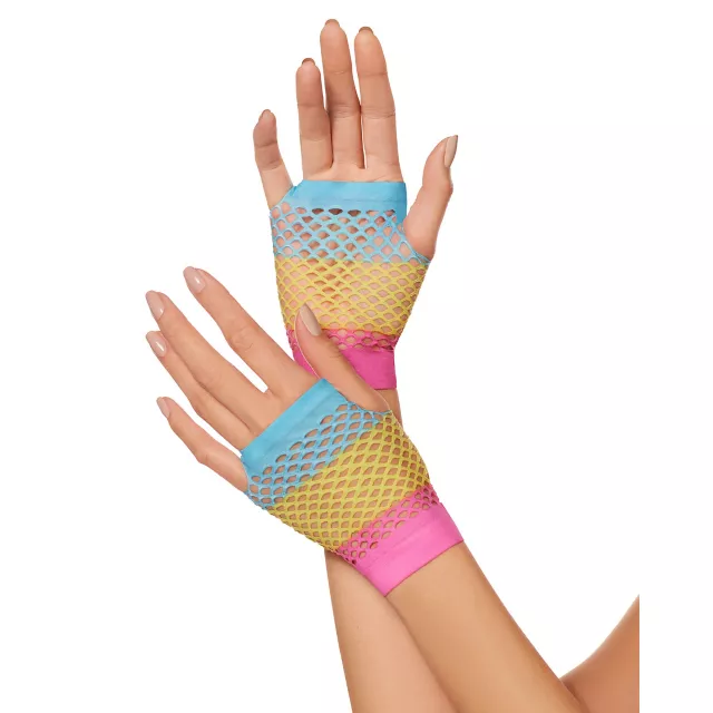 Pansexual Pride Fingerless Mesh Gloves at Spencer's