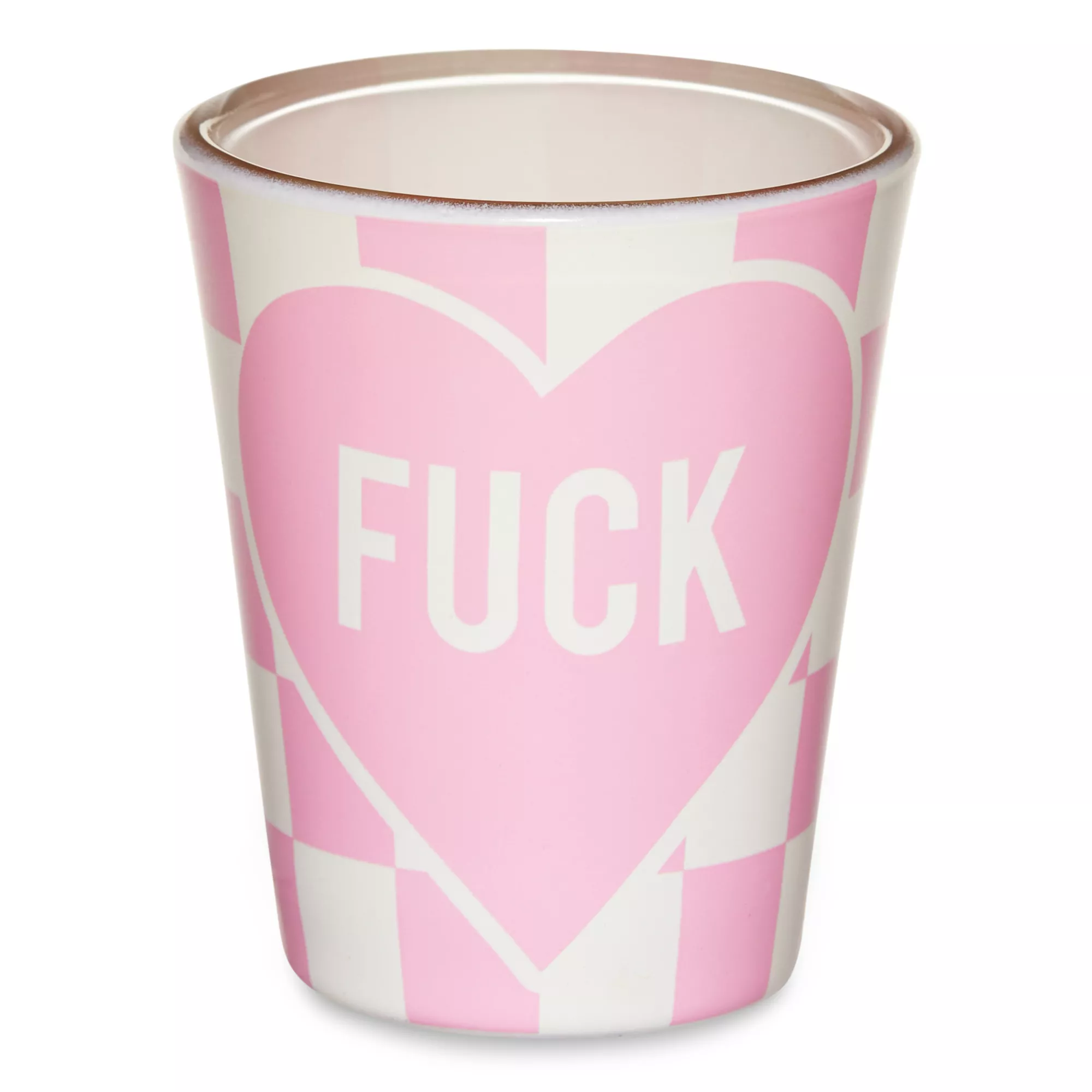 Pink Fuck Heart Checkered Shot Glass - 2 oz. at Spencer's