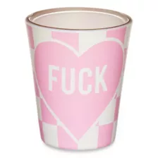 Pink Fuck Heart Checkered Shot Glass - 2 oz. at Spencer's