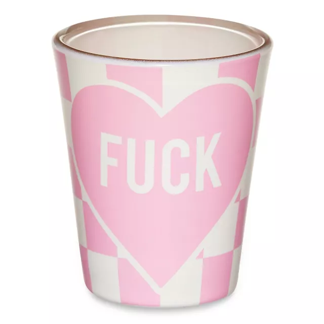 Pink Fuck Heart Checkered Shot Glass - 2 oz. at Spencer's