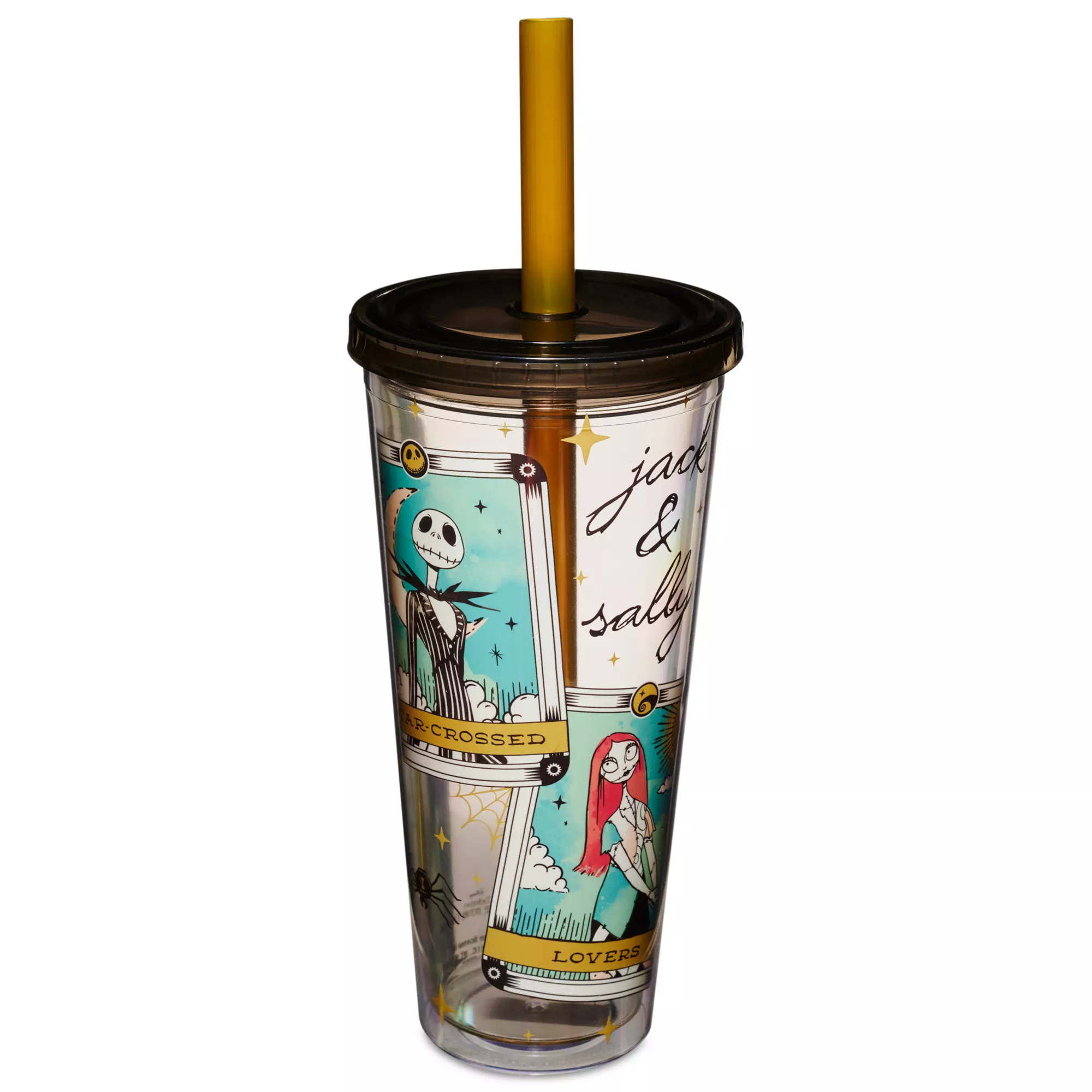 Jack Skellington and Sally Tarot Card Cup with Straw 24 oz. - The Nightmare Before Christmas at Spencer's